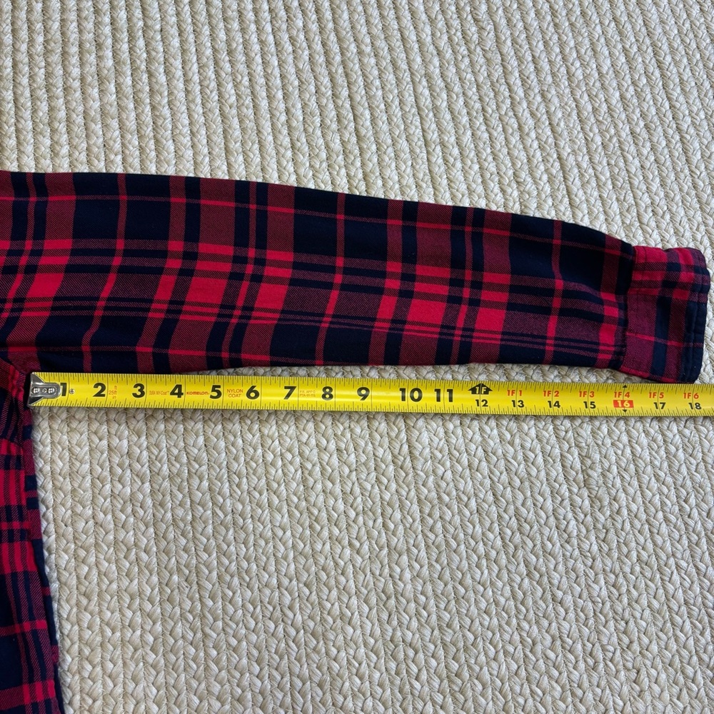 Lucky Brand Women’s Plaid Button Up Shirt Large Red Black Rayon Long Sleeve - Picture 10 of 11